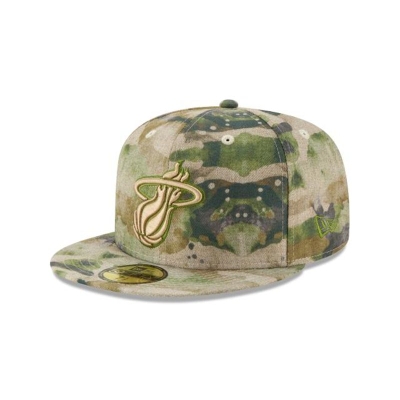 Brown Miami Heat Hat - New Era NBA Abstract Camo 59FIFTY Fitted Caps USA2095847